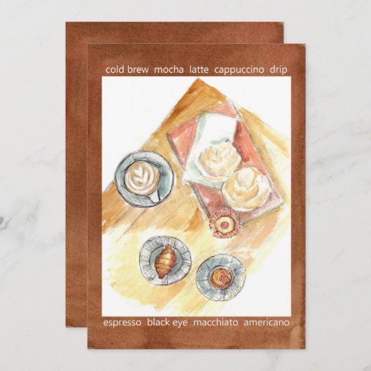 Coffee Date Invitation Pastry Sweets Food 招待状 (正面/裏面)