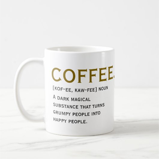 Coffee Definition – 面白い辞書風デザイン コーヒーマグカップ (左)
