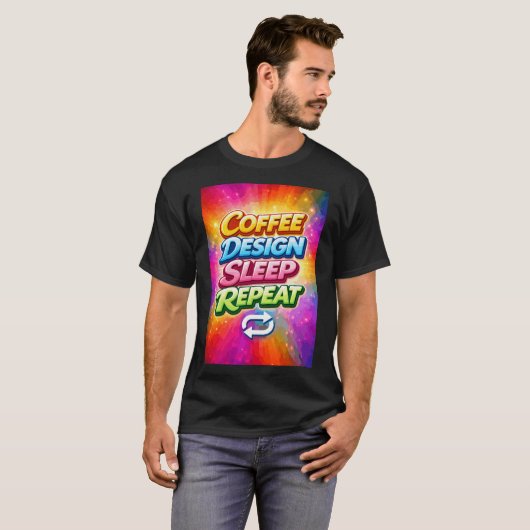 Coffee Design Sleep Repeat Tシャツ (正面フル)