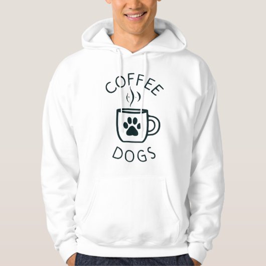 Coffee & Dogs Paw Print Hoodie for Dog Lovers パーカ (正面)