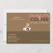 COFFEE DONUTSブライダルシャワー招待ピンクチョック 招待状 (正面)
