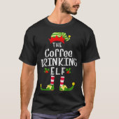 Coffee Drinking Christmas Elf Matching Pajama X-ma Tシャツ (正面)
