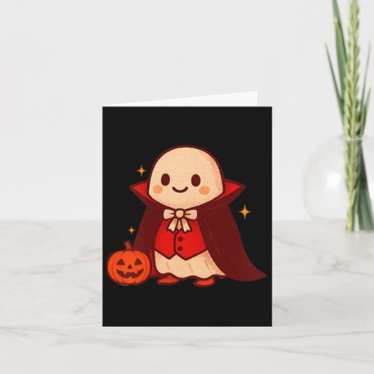 Coffee Drinking Skeleton Pumpkin Halloween Costume カード (正面)