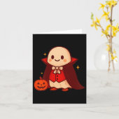 Coffee Drinking Skeleton Pumpkin Halloween Costume カード (黄色い花)