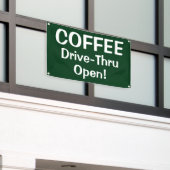 COFFEE Drive-Thru Open! Banner 横断幕 (ビルの外側)