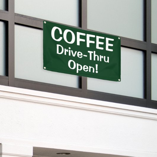 COFFEE Drive-Thru Open! Banner 横断幕 (ビルの外側)