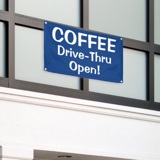 COFFEE Drive-Thru Open! Banner 横断幕 (ビルの外側)