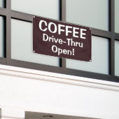 COFFEE Drive-Thru Open! Banner 横断幕 (ビルの外側)