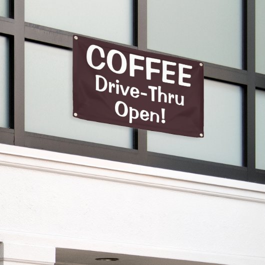 COFFEE Drive-Thru Open! Banner 横断幕 (ビルの外側)