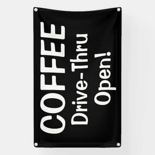 COFFEE Drive-Thru Open! Banner 横断幕 (縦)