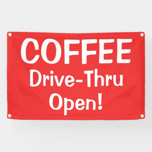 COFFEE Drive-Thru Open! Banner 横断幕 (横)