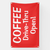 COFFEE Drive-Thru Open! Banner 横断幕 (縦)