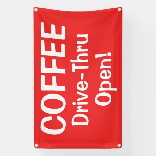 COFFEE Drive-Thru Open! Banner 横断幕 (縦)