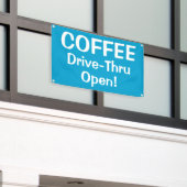 COFFEE Drive-Thru Open! Banner 横断幕 (ビルの外側)