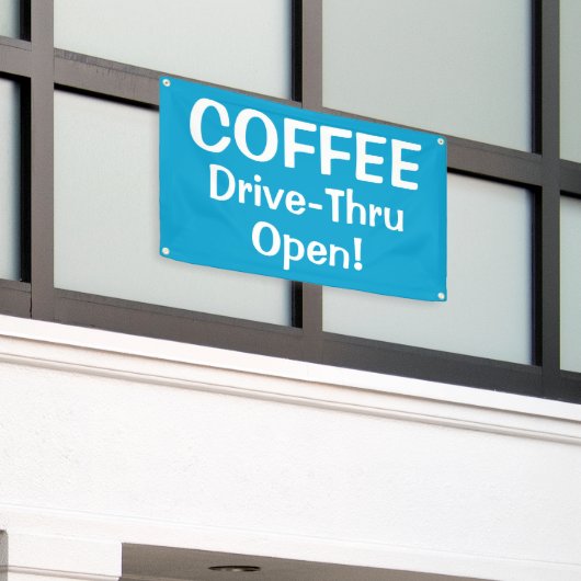 COFFEE Drive-Thru Open! Banner 横断幕 (ビルの外側)