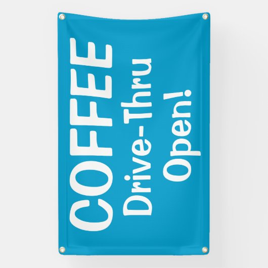 COFFEE Drive-Thru Open! Banner 横断幕 (縦)