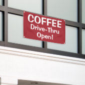 COFFEE Drive-Thru Open! Banner 横断幕 (ビルの外側)