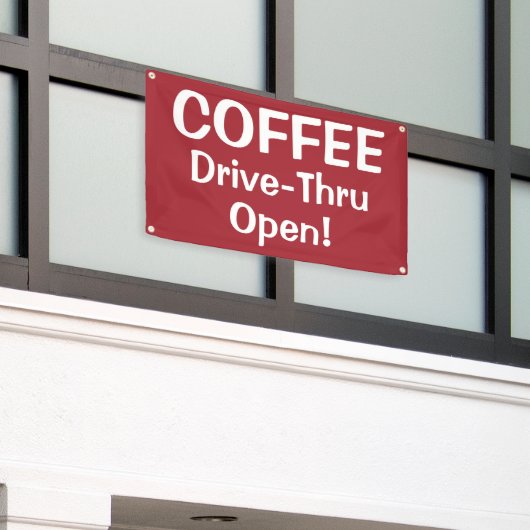 COFFEE Drive-Thru Open! Banner 横断幕 (ビルの外側)
