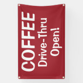 COFFEE Drive-Thru Open! Banner 横断幕 (縦)