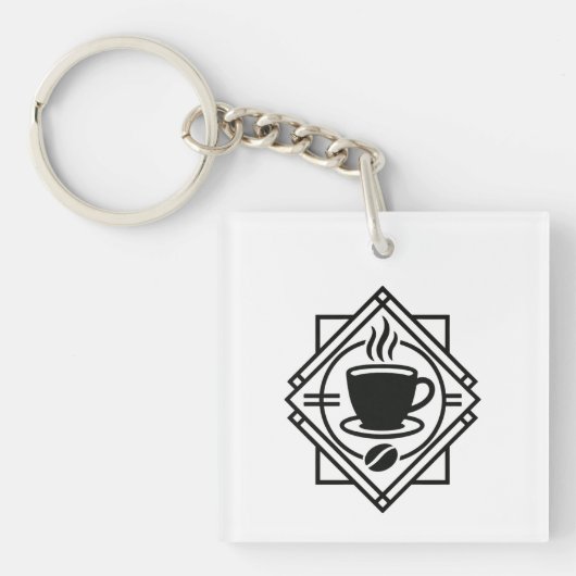 Coffee Emblem Keychain – Minimalist Café Logo キーホルダー (正面)
