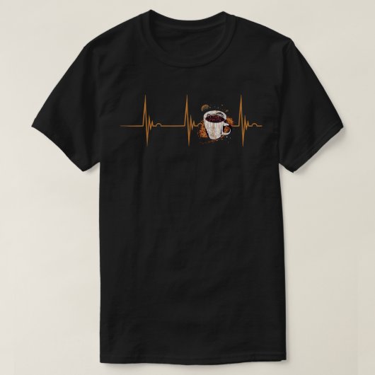 Coffee Espresso Heartbeat EKG Pulse Universe Coffe Tシャツ (デザイン正面)