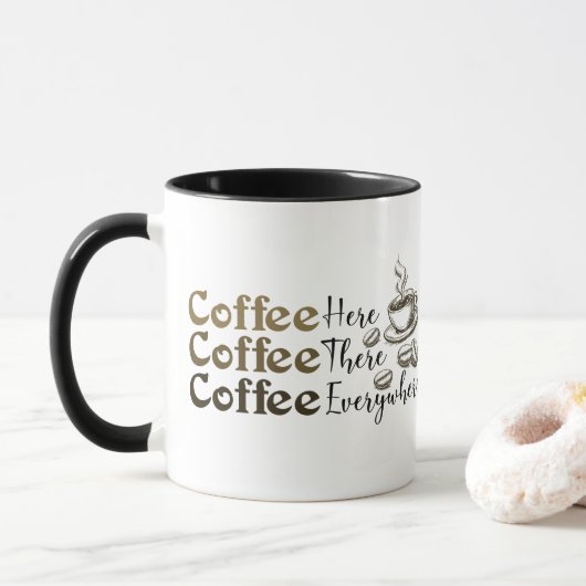 Coffee Everywhere Ceramic Mug for Coffee Lovers マグカップ (ドーナツ)