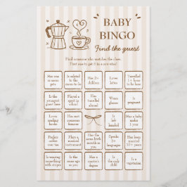 Coffee Find the Guest Baby Bingo Game