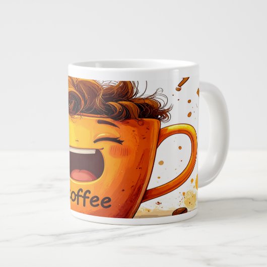 Coffee First Adulting Second Funny Coffee Mug ジャンボコーヒーマグカップ (正面右)