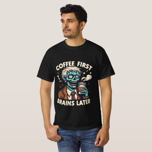 Coffee First, Brain Later Typing Edition Tシャツ (正面フル)