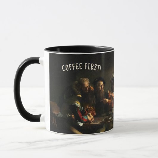 Coffee First! Caravaggio Mug - Custom Name マグカップ (左)