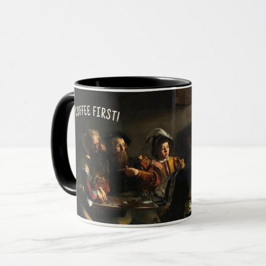Coffee First! Caravaggio Mug - Custom Name マグカップ (正面左)