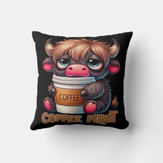 Coffee First Coffee Lover Gifts  クッション (裏面)