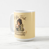Coffee First Conversation Eventually ギャルマグ コーヒーマグカップ (正面左)