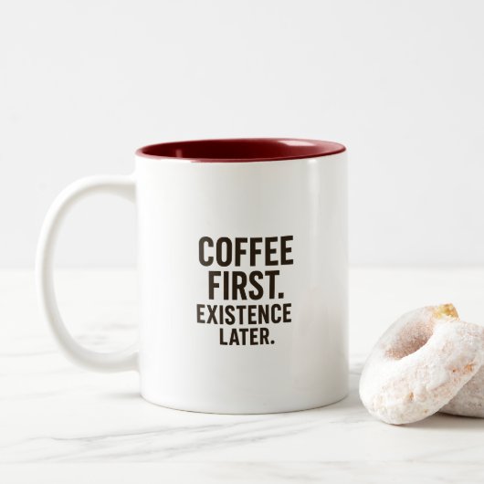 Coffee First Existence Later Mug – Caffeine Bursts ツートーンマグカップ (ドーナツ)
