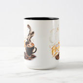 Coffee First Funny Coffee Lover Mug | Morning Coff ツートーンマグカップ (中央)