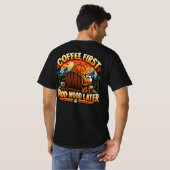 Coffee First Good Mood Later Funny Cat T-Shirt Tシャツ (裏面フル)