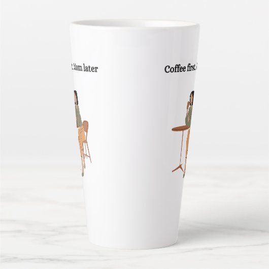 Coffee First. Mom Later Mug  カフェラテマグ (正面)