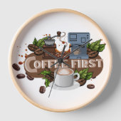  Coffee First – Morning Motivation for True Caffei 壁時計 (正面)