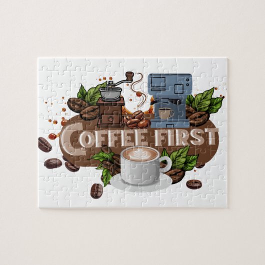 Coffee First – Morning Motivation for True Caffein ジグソーパズル (横)