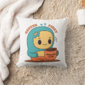 Coffee First... Problems Later - Cute Cartoonデザイン クッション (ブランケット)