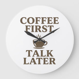 Coffee First Talk Later Vintage Coffee Lover ラージ壁時計