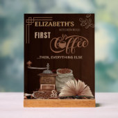 Coffee First Then Everything Else Kitchen Rule アクリルサイン (ニュートラル)