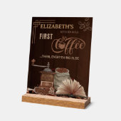 Coffee First Then Everything Else Kitchen Rule アクリルサイン (傾斜)