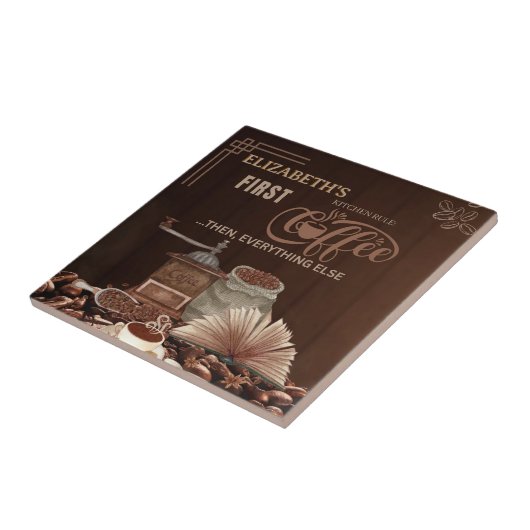 Coffee First Then Everything Else Kitchen Rule タイル (側面)