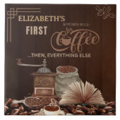 Coffee First Then Everything Else Kitchen Rule タイル (正面)