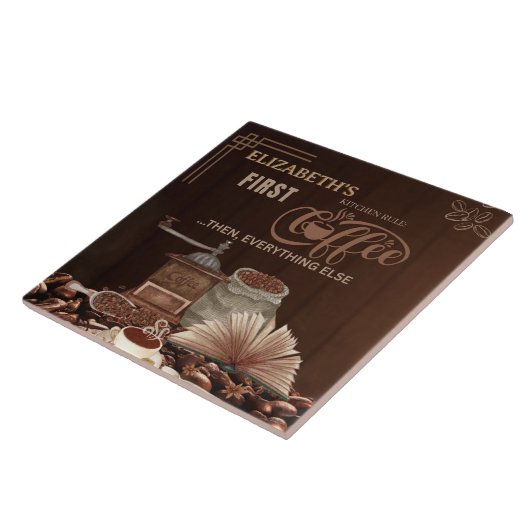 Coffee First Then Everything Else Kitchen Rule タイル (側面)