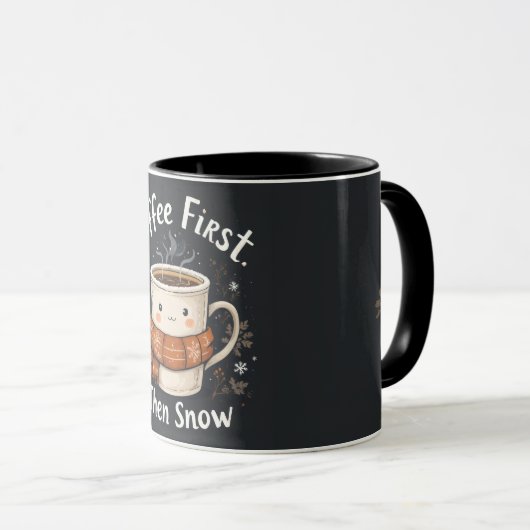 Coffee First, Then Snow – Cozy Winter Mug マグカップ (正面右)