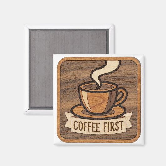 Coffee First Wooden マグネット (正面/裏面)