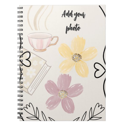 Coffee & Flowers Spiral Notebook for Book Lovers ノートブック (正面)