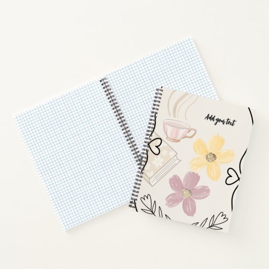 Coffee & Flowers Spiral Notebook for Book Lovers ノートブック (内部)